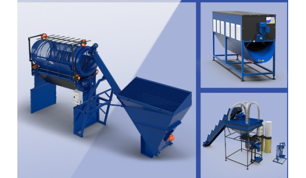 Calibrators, vibrating tables, pellet coolers